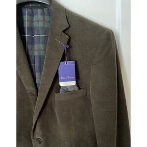 New‎ Brown Corduroy Alan Flusser Sportscoat Medium M Plaid Lining